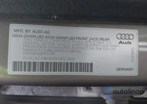 2005 Audi A4 1.8T from USA, damaged, VIN WAUAC48H05K002269